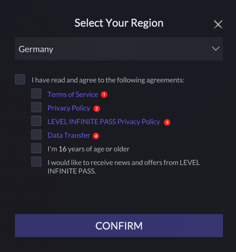 Image: Region selection page