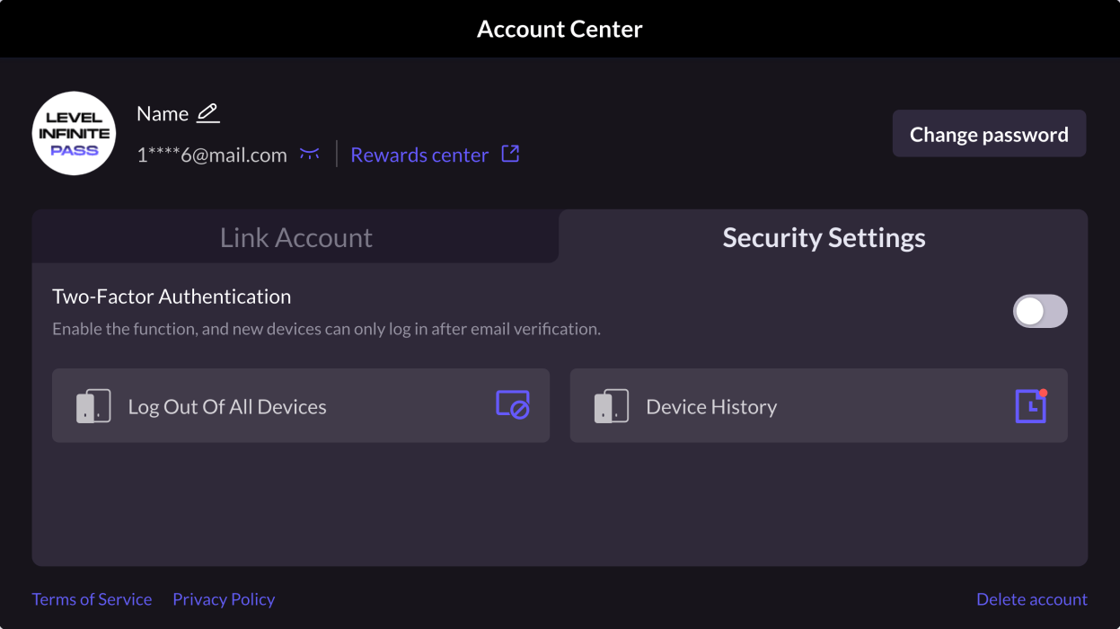 Account center Security