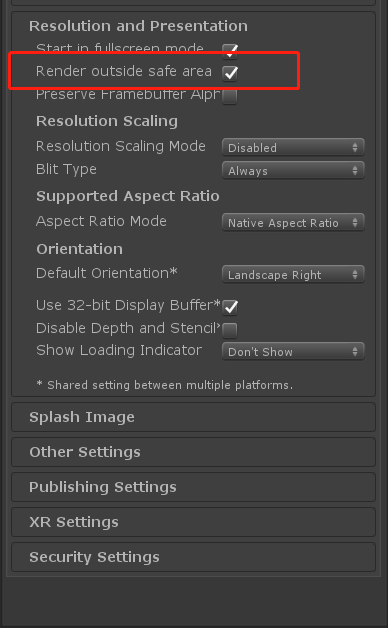 Image: Android Unity Setting