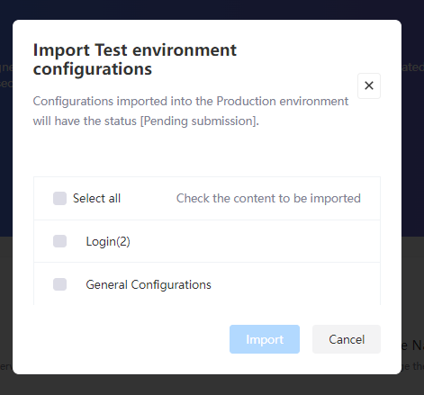 Import configurations