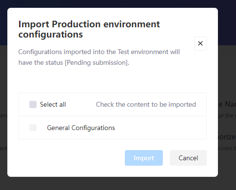 Import configurations