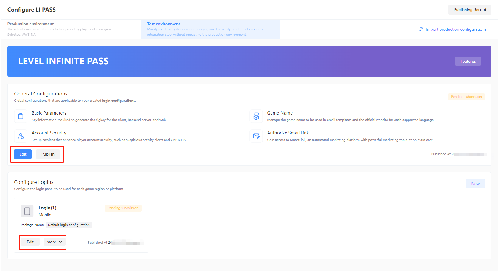 Import configurations