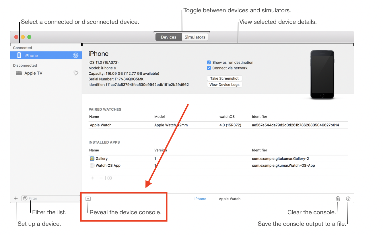 Image: Log acquisition Xcode