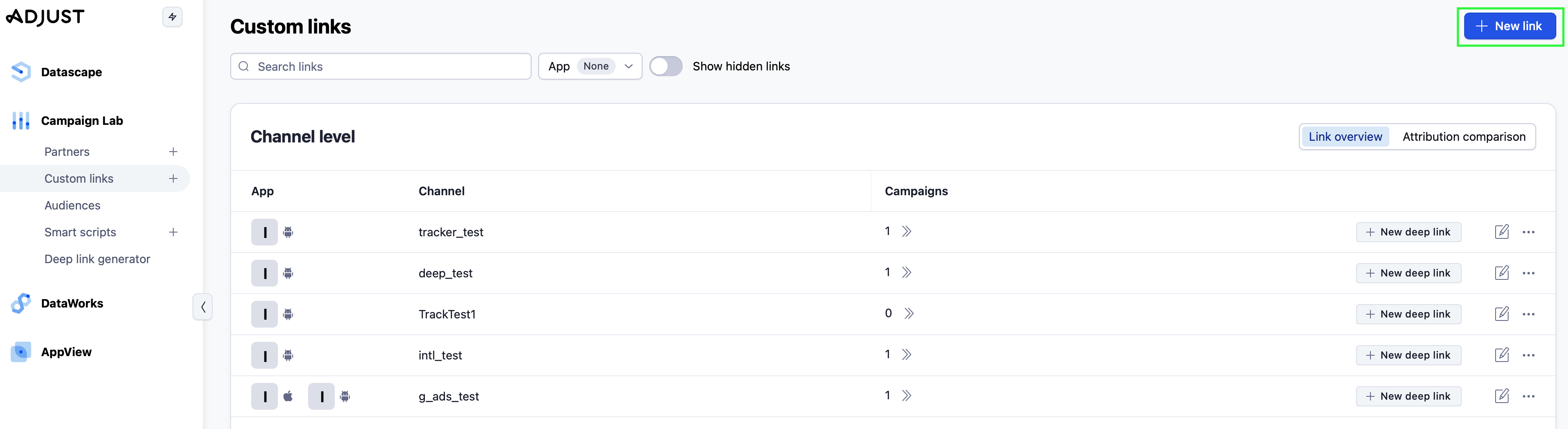 Images: Configure tracking links