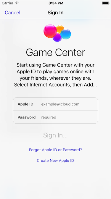 Image: Game Center login 2