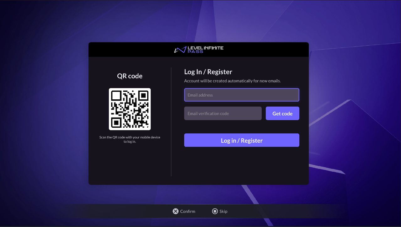 Image: LI PASS console login with skip button