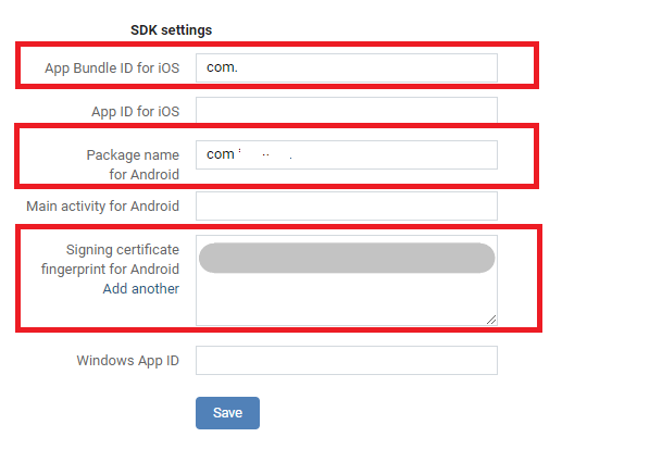 Image: VK SDK Setting