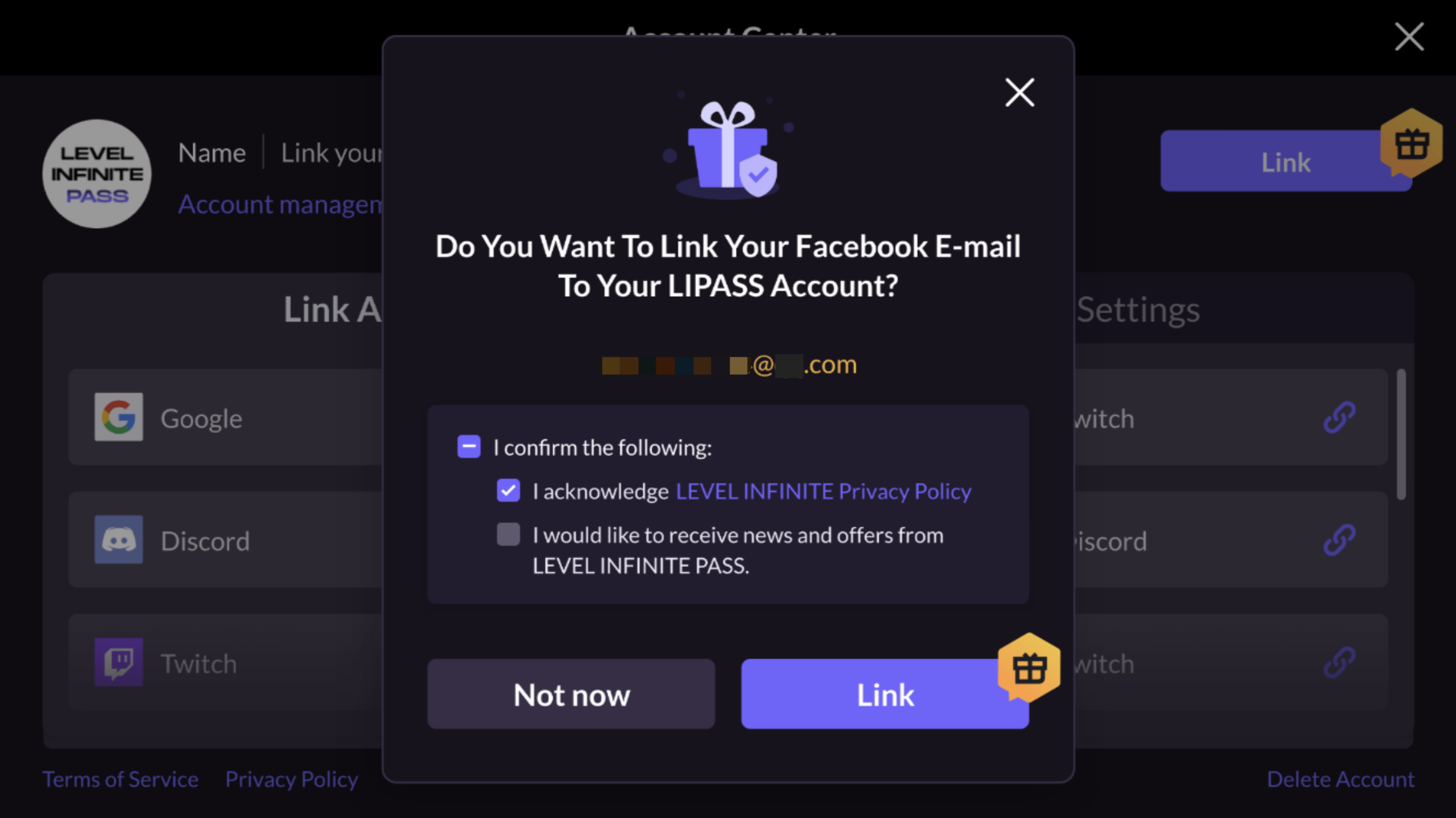 LIPASS Account center