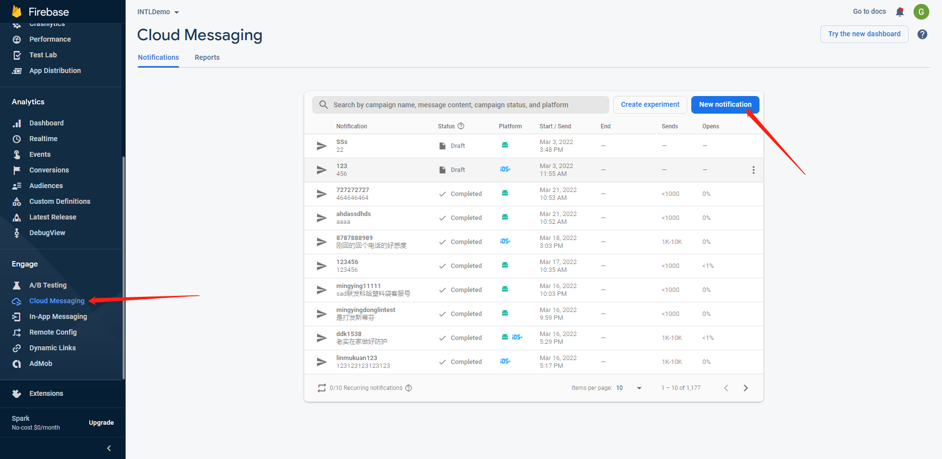 图片：Firebase创建通知