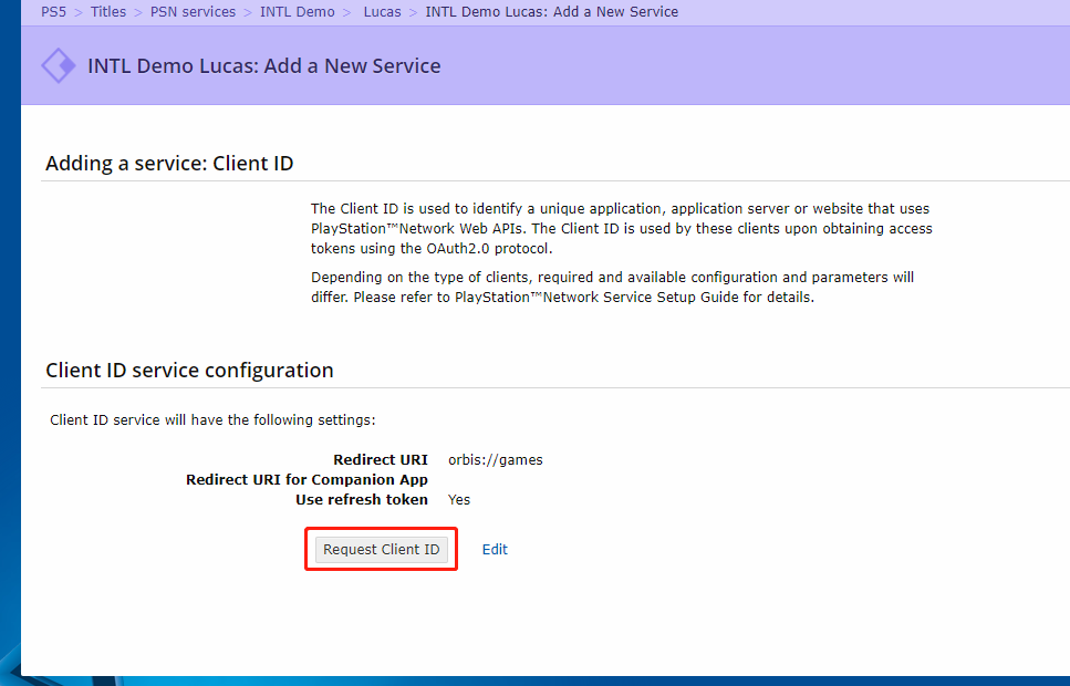 图片：PS5 Request Client ID